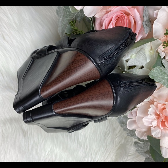 Gianni Binni Leather Platform Wood Wedge Size 9.5 - Picture 6 of 8